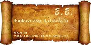 Benkovszky Balabán névjegykártya